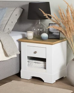 Nachttisch Weis / Heller Holzfarbton Winglay