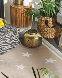 Outdoor Teppich Beige 120 X 180 Cm Sternenmuster Kurzflor Latur