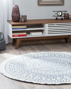 Outdoor Teppich Blau / Weis 140 Cm Zweiseitig Yalak