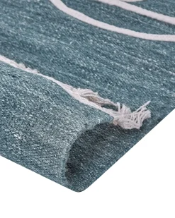 Outdoor Teppich Blau 140 X 200 Cm Abstraktes Muster Kurzflor Yavu