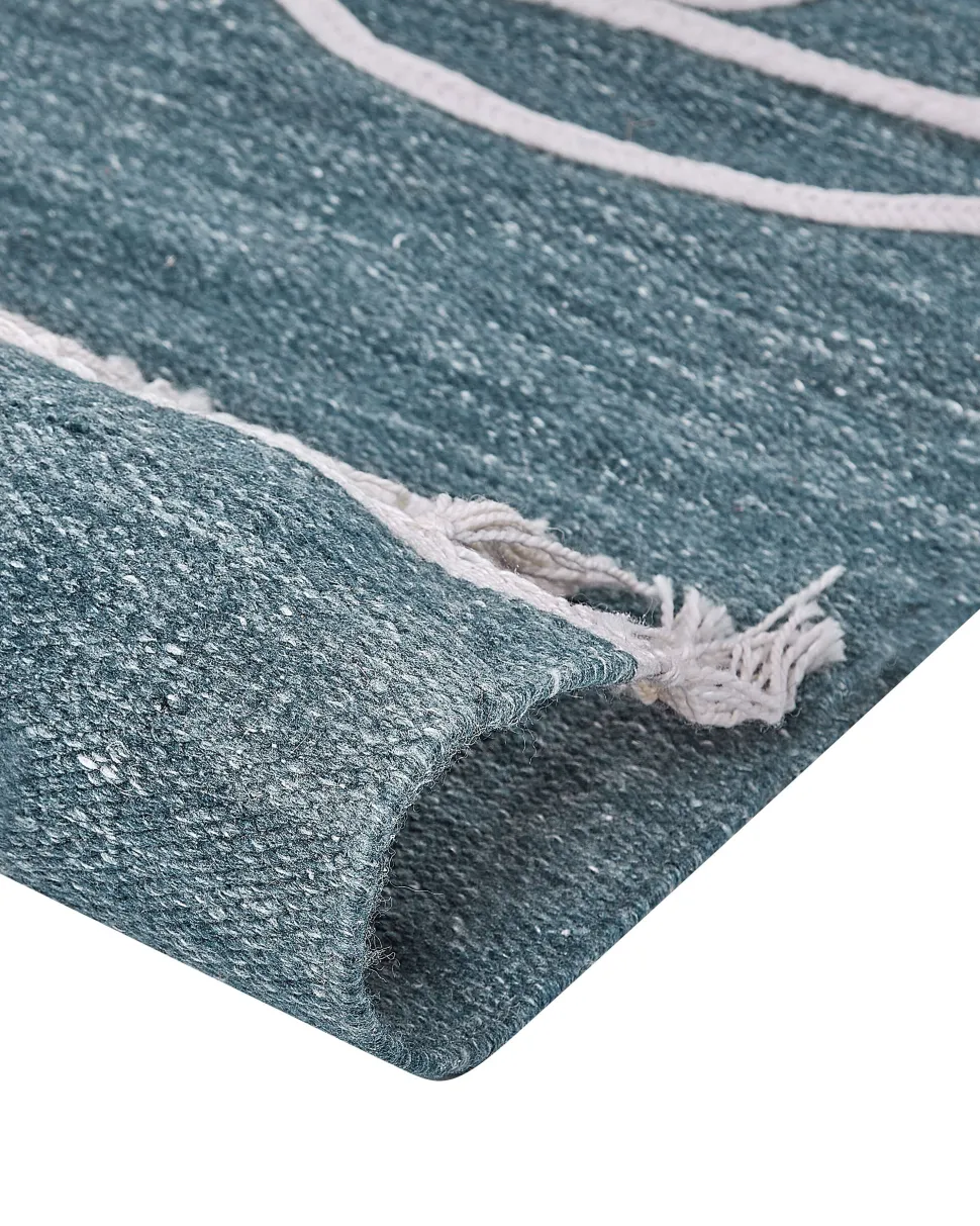Outdoor Teppich Blau 140 X 200 Cm Abstraktes Muster Kurzflor Yavu