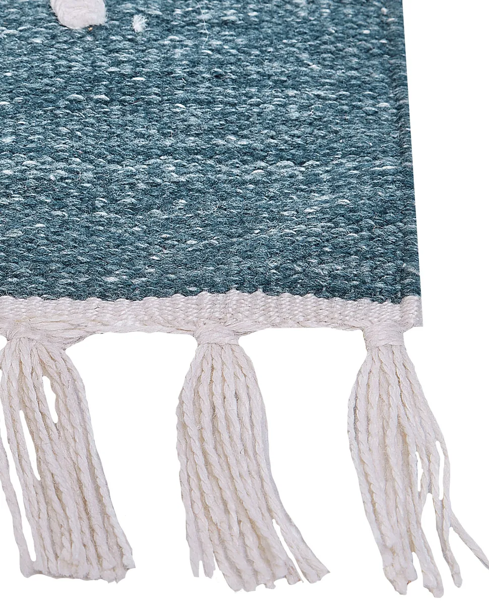 Outdoor Teppich Blau 140 X 200 Cm Abstraktes Muster Kurzflor Yavu