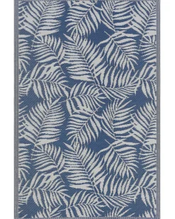 Outdoor Teppich Blau 120 X 180 Cm Palmenmuster Kurzflor Kota