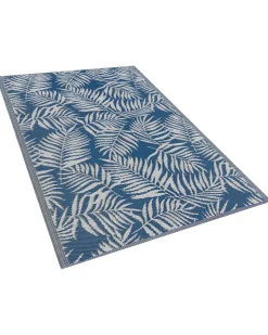 Outdoor Teppich Blau 120 X 180 Cm Palmenmuster Kurzflor Kota