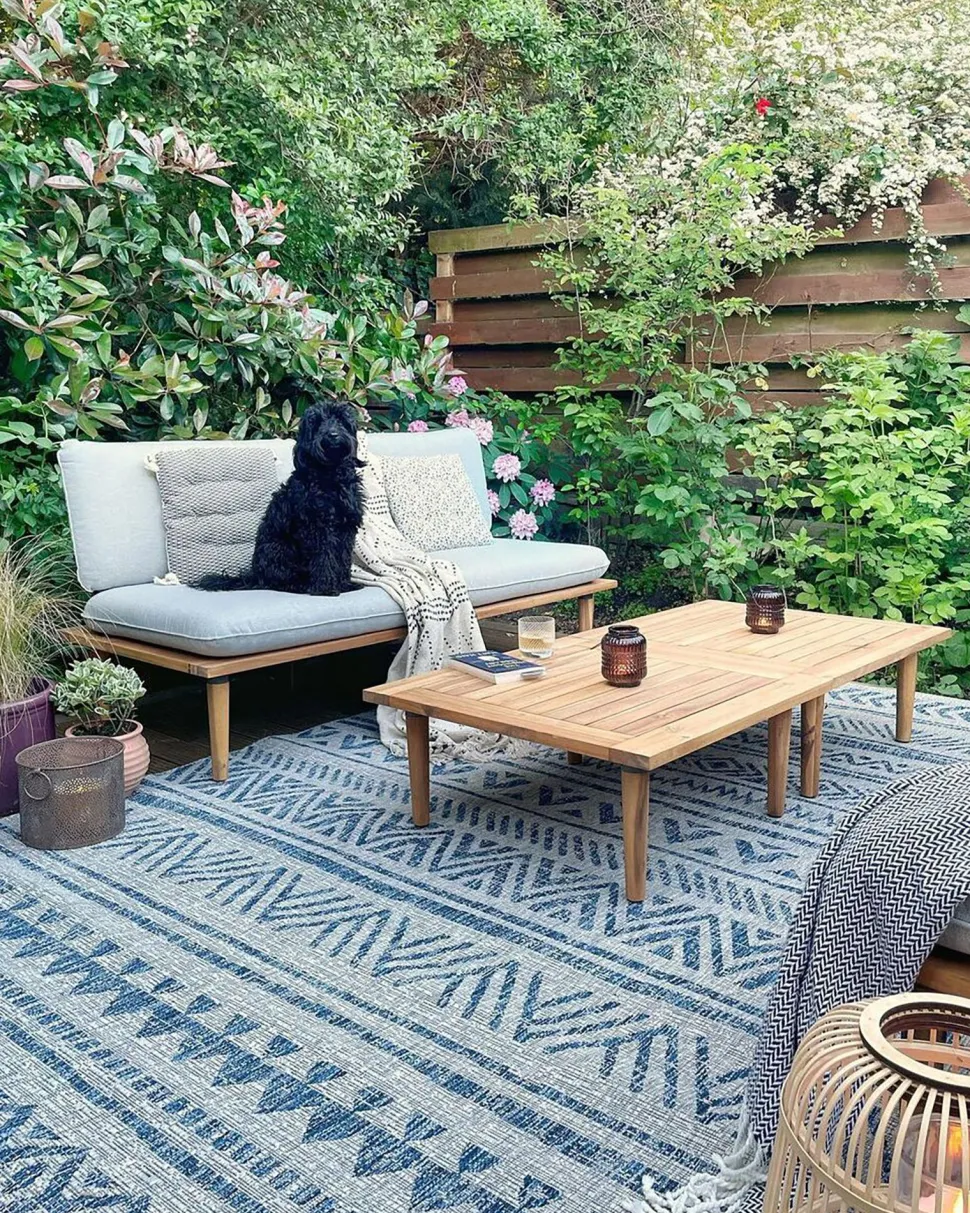 Outdoor Teppich Blau 120 X 180 Cm Geometrisches Muster Nagpur