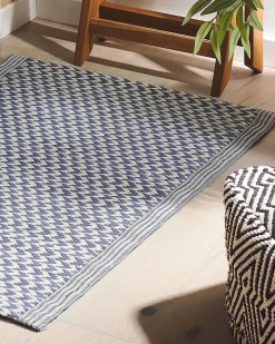 Outdoor Teppich Blau 60 X 90 Cm Zickzack-Muster Kurzflor Mango