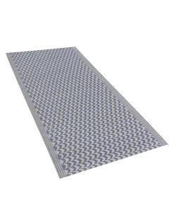 Outdoor Teppich Blau 60 X 90 Cm Zickzack-Muster Kurzflor Mango