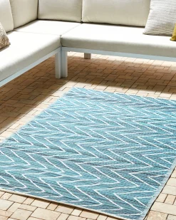 Outdoor Teppich Blau 120 X 180 Cm Mit Zickzackmuster Balotra