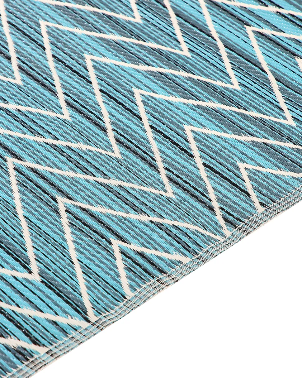 Outdoor Teppich Blau 120 X 180 Cm Mit Zickzackmuster Balotra