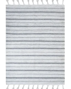 Outdoor Teppich Cremeweis / Grau 160 X 230 Cm Streifenmuster Kurzflor Bademli