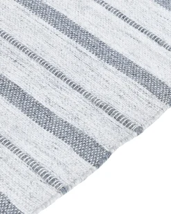 Outdoor Teppich Cremeweis / Grau 160 X 230 Cm Streifenmuster Kurzflor Bademli