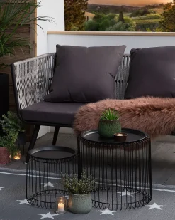 Outdoor Teppich Dunkelgrau 120 X 180 Cm Sternenmuster Zweiseitig Kurzflor Latur