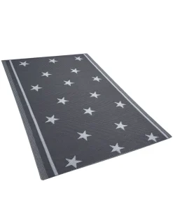 Outdoor Teppich Dunkelgrau 120 X 180 Cm Sternenmuster Zweiseitig Kurzflor Latur