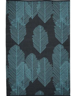 Outdoor Teppich Dunkelgrau 140 X 200 Cm Blattermuster Zweiseitig Kurzflor Mezra