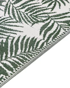 Outdoor Teppich Dunkelgrun 120 X 180 Cm Palmenmuster Kurzflor Kota