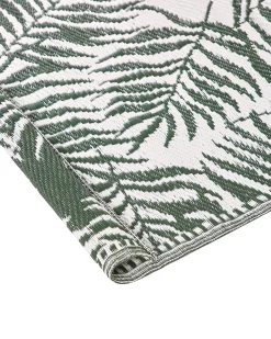 Outdoor Teppich Dunkelgrun 120 X 180 Cm Palmenmuster Kurzflor Kota