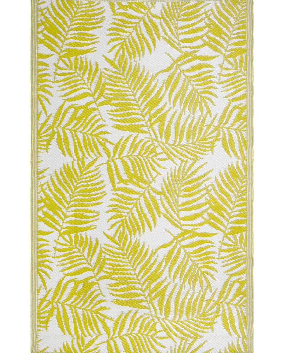 Outdoor Teppich Gelb 120 X 180 Cm Palmenmuster Zweiseitig Kurzflor Kota