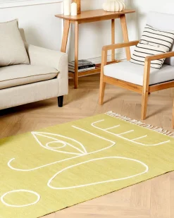 Outdoor Teppich Gelb 140 X 200 Cm Abstraktes Muster Kurzflor Yavu
