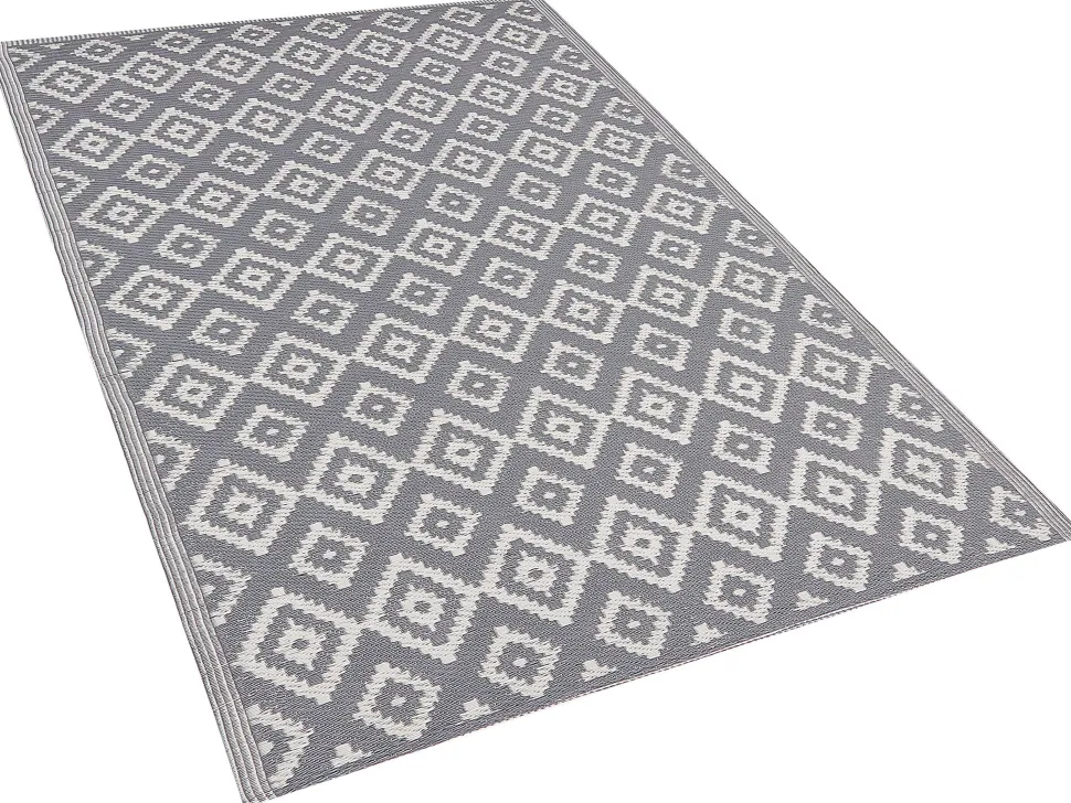 Outdoor Teppich Grau 120 X 180 Cm Geometrisches Muster Dhule