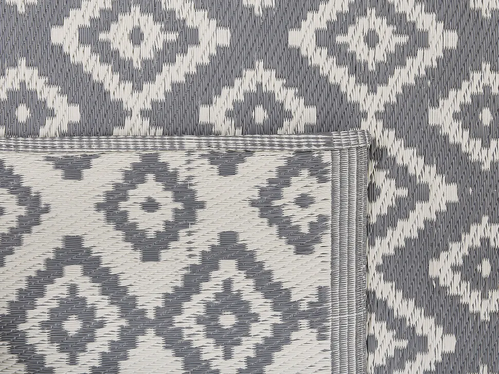 Outdoor Teppich Grau 120 X 180 Cm Geometrisches Muster Dhule