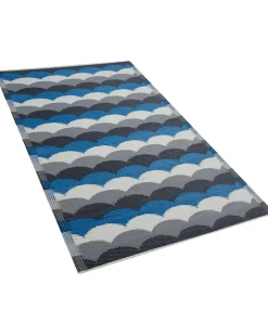 Outdoor Teppich Grau-Blau 90 X 180 Cm Geometrisches Muster Kurzflor Bellary