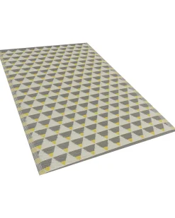 Outdoor Teppich Grau-Gelb 120 X 180 Cm Dreieck Muster Hisar