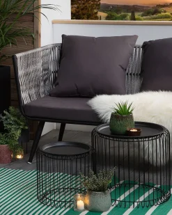 Outdoor Teppich Grun 90 X 180 Cm Streifenmuster Kurzflor Haldia