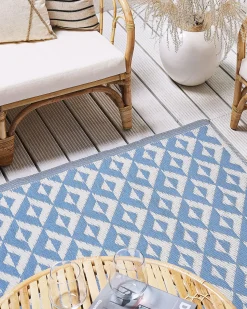 Outdoor Teppich Hellblau 120 X 180 Cm Geometrisches Muster Bihar