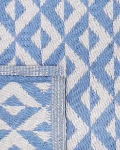 Outdoor Teppich Hellblau 120 X 180 Cm Geometrisches Muster Bihar