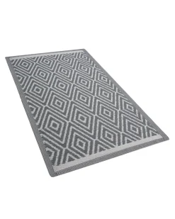 Outdoor Teppich Hellgrau 90 X 150 Cm Geometrisches Muster Kurzflor Sikar
