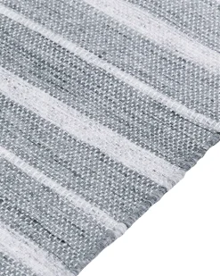 Outdoor Teppich Hellgrau / Weis 160 X 230 Cm Streifenmuster Kurzflor Bademli
