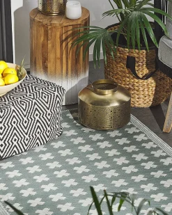 Outdoor Teppich Hellgrun 90 X 180 Cm Geometrisches Muster Rohtak