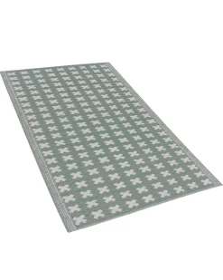 Outdoor Teppich Hellgrun 90 X 180 Cm Geometrisches Muster Rohtak