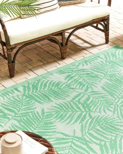 Outdoor Teppich Hellgrun 120 X 180 Cm Palmenmuster Kurzflor Kota