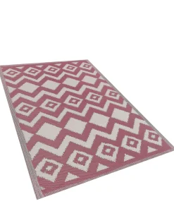Outdoor Teppich Rosa 120 X 180 Cm Zickzack-Muster Kurzflor Dewas