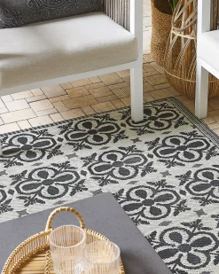 Outdoor Teppich Schwarz / Weis 120 X 180 Cm Geometrisches Muster Nellur