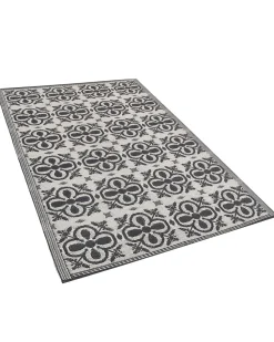 Outdoor Teppich Schwarz / Weis 120 X 180 Cm Geometrisches Muster Nellur