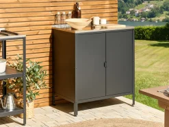 Outdoor-Kuchenschrank Stahl Schwarz 80 X 50 X 92 Cm Vilama