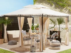 Pavillon Stahl Beige / Schwarz Rechteckig 300 X 400 Cm Colos