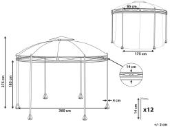 Pavillon Stahl Graphitgrau 368 Cm Safara