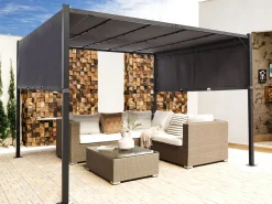 Pergola Mit Led-Beleuchtung Stahl Dunkelgrau 310 X 310 Cm Parga