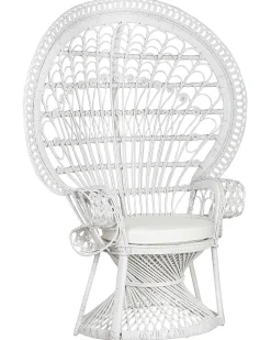 Pfauensessel Rattan / Baumwolle Weis Emmanuelle