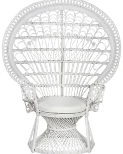 Pfauensessel Rattan / Baumwolle Weis Emmanuelle