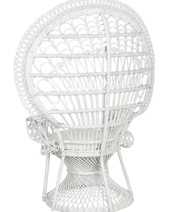 Pfauensessel Rattan / Baumwolle Weis Emmanuelle