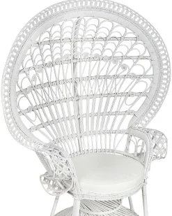 Pfauensessel Rattan / Baumwolle Weis Emmanuelle