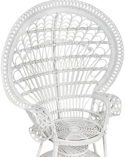 Pfauensessel Rattan / Baumwolle Weis Emmanuelle