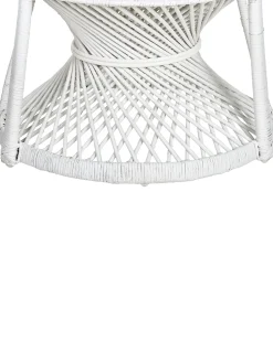 Pfauensessel Rattan / Baumwolle Weis Emmanuelle