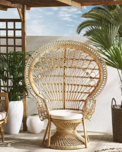 Pfauensessel Rattan / Baumwolle Naturlich Emmanuelle