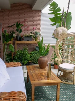 Pfauensessel Rattan / Baumwolle Naturlich Emmanuelle