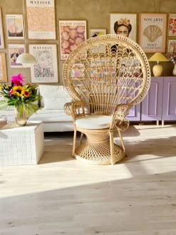 Pfauensessel Rattan / Baumwolle Naturlich Emmanuelle